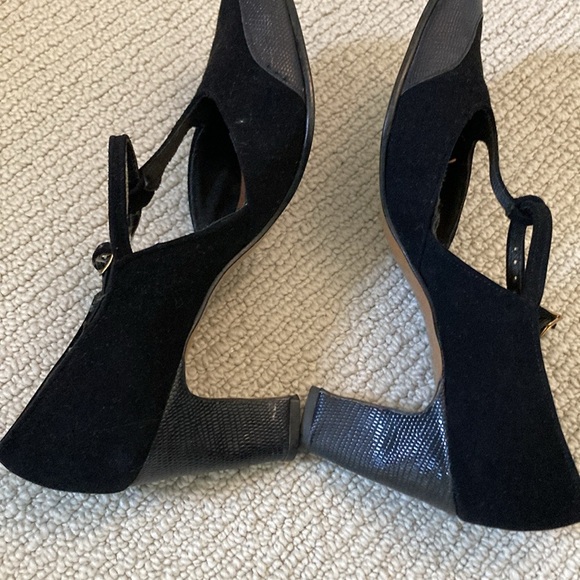 Vintage Black Velvet & Leather Heels - Picture 1 of 5